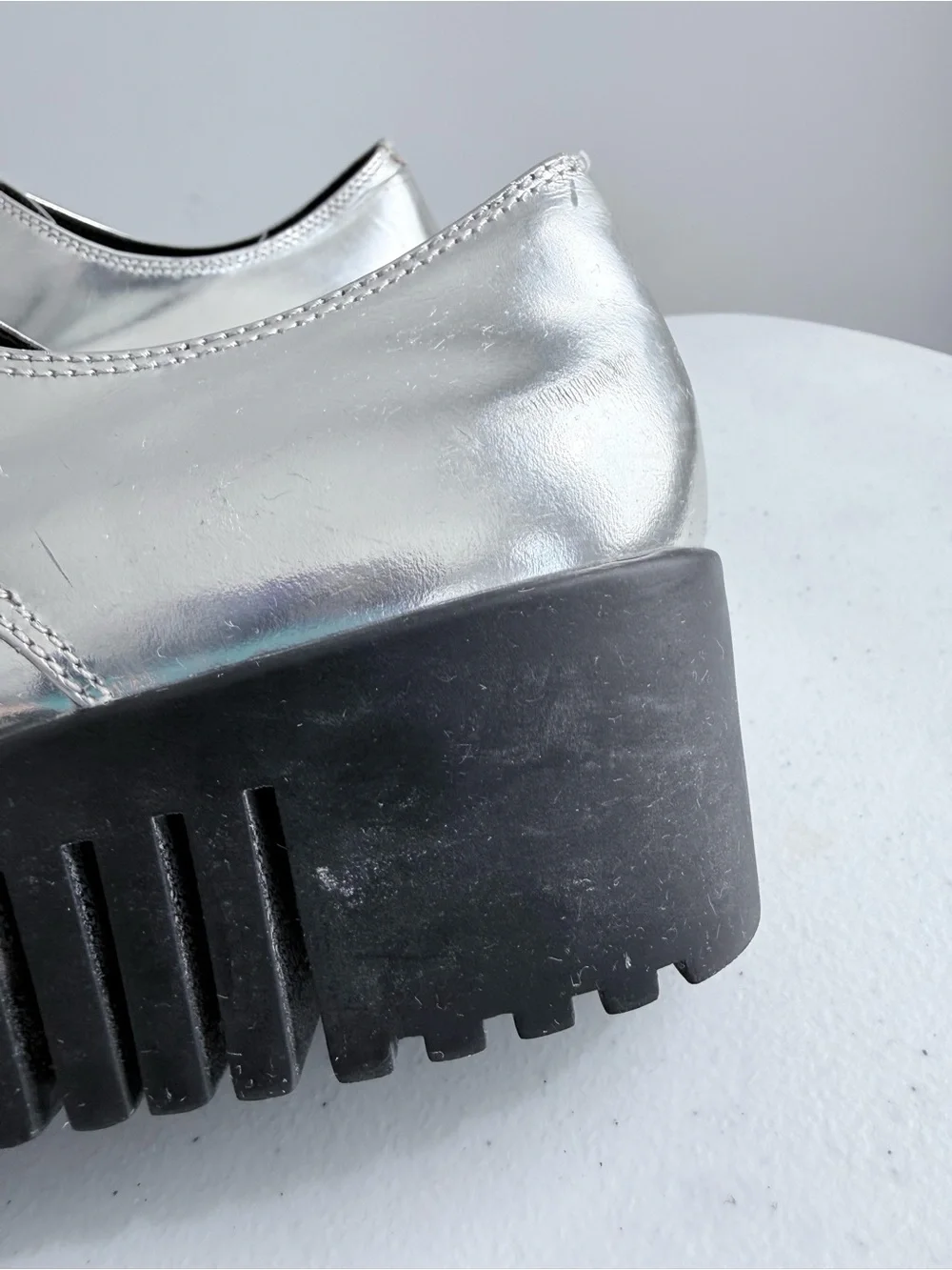Opening Ceremony Silver Grunge Zip Platform Oxford Spectator Shoes EU 39 US 9
